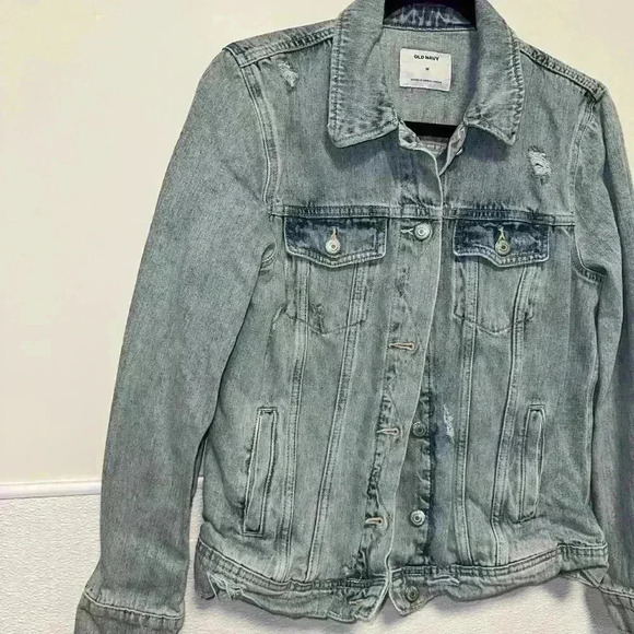Old Navy Distressed Blue Jean Denim Jacket Size M for Women - Picture 5 of 12